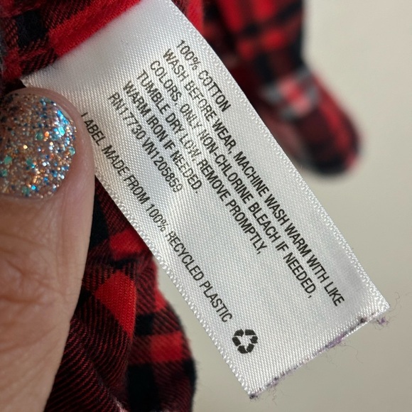 Cat & Jack Red & Black Flannel Button Down Shirt Size Youth 10/12 | holiday | - Picture 3 of 4